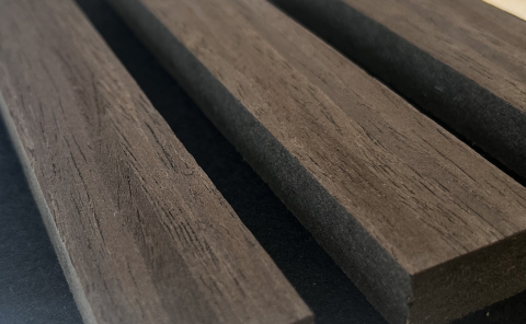 Panou acustic lamelar din MDF pe fetru, 2400 x 600 x 21 mm, Nuc închis [2]