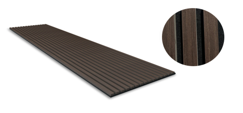Panou acustic lamelar din MDF pe fetru, 2400 x 600 x 21 mm, Nuc închis [1]