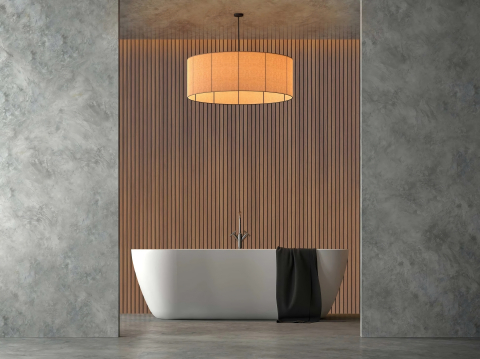 Panou acustic lamelar din MDF pe fetru, 2400 x 600 x 21 mm, Tec [9]