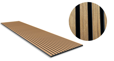 Panou acustic lamelar din MDF pe fetru, 2400 x 600 x 21 mm, Tec [1]