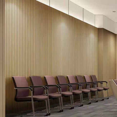 Panou acustic lamelar din MDF pe fetru, 2400 x 600 x 21 mm, Tec [7]