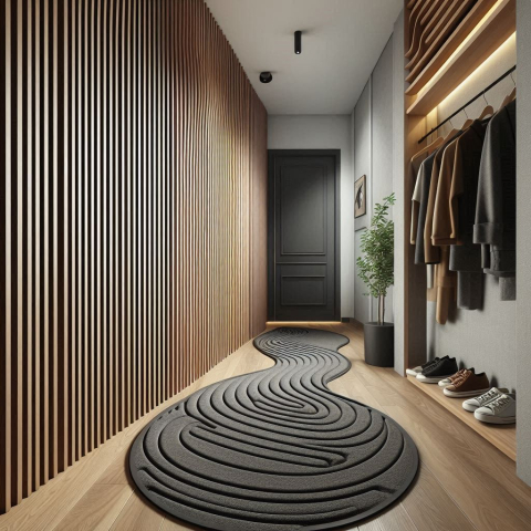 Panou acustic lamelar flexibil din MDF pe fetru, 2400 x 600 x 8 mm, Tec [12]
