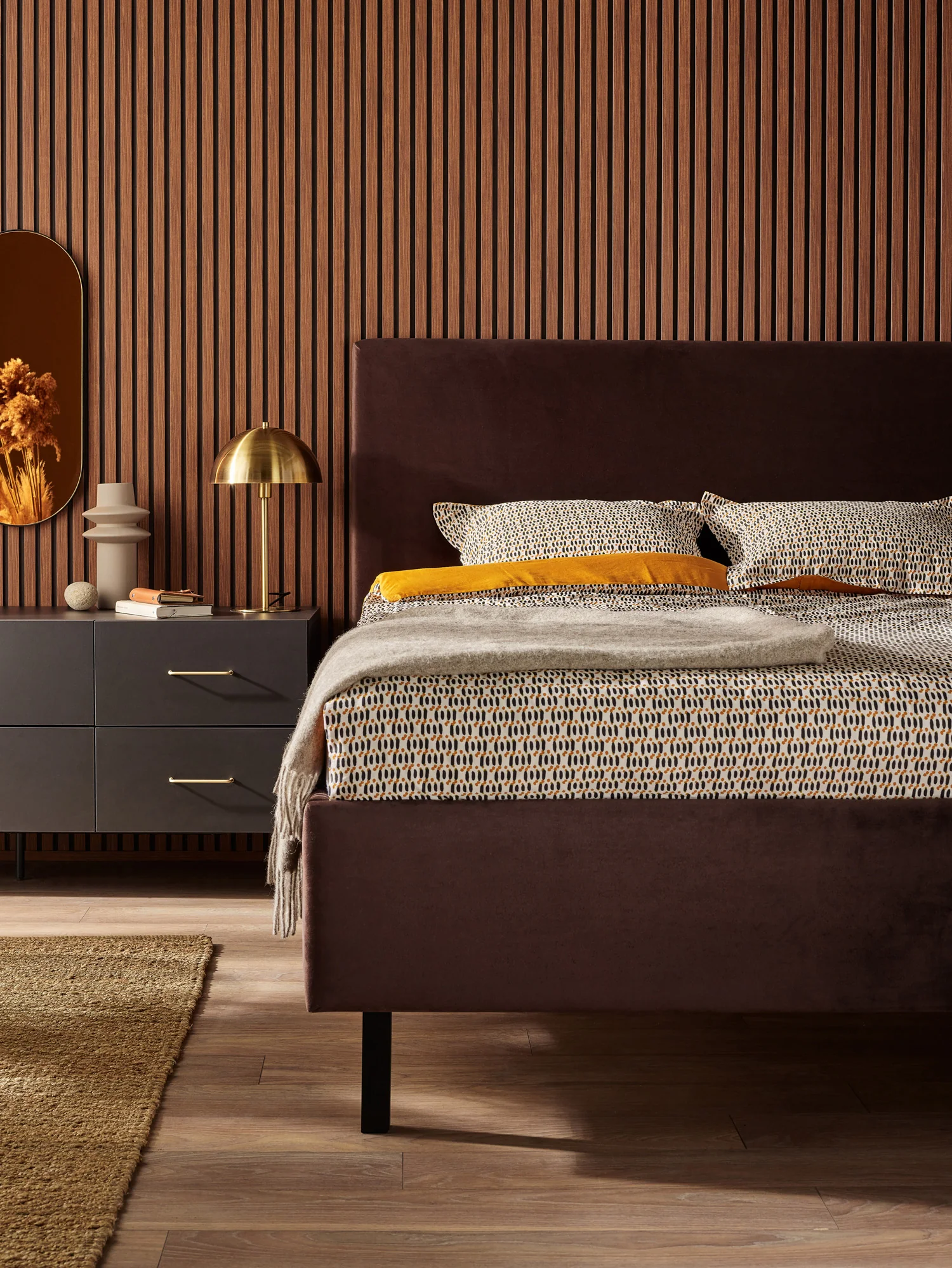 Premium - Panou decorativ 3D interior VOX Linerio, decor Mocca - 5,17 mp/cutie (16 bucăți), 2650×122×12 mm, Polistiren Extrudat XPS