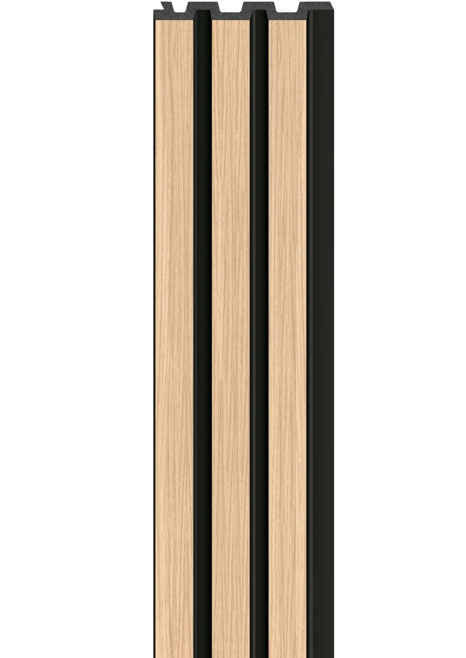 Panou decorativ 3D interior VOX Linerio, decor Natural Negru - 5,17 mp/cutie (16 bucăți), 2650×122×12 mm, Polistiren Extrudat XPS [1]