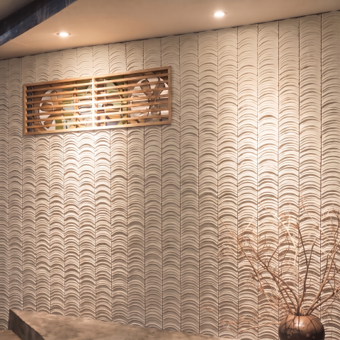 Panouri Decorative 3D din Poliuretan - Panou Decorativ 3D Naimeed D7568 - Efect Piatră Ondulată - 1230×370×35mm - Bej