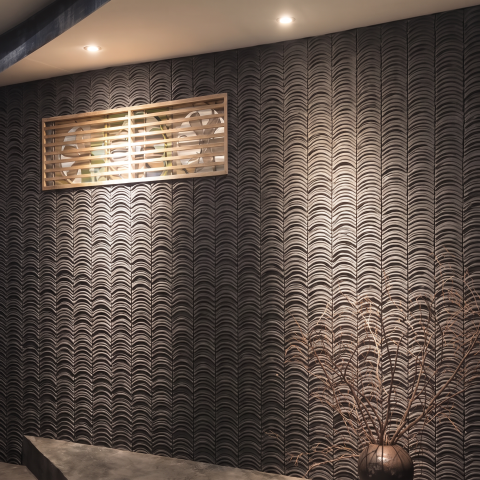 Panouri Decorative 3D din Poliuretan - Panou Decorativ 3D Naimeed D7569 - Efect Piatră Ondulată - 1230×370×35mm - Gri
