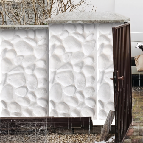 Panouri Decorative 3D din Poliuretan - Panou Decorativ 3D Naimeed D7576 - Efect Piatră Naturală - 1200×600×57mm - Alb