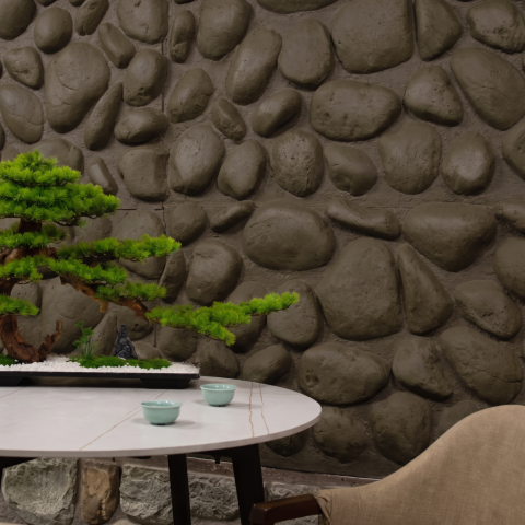 Panouri Decorative 3D din Poliuretan - Panou Decorativ 3D Naimeed D7578 - Efect Piatră Naturală - 1200×600×57mm - Maro deschis