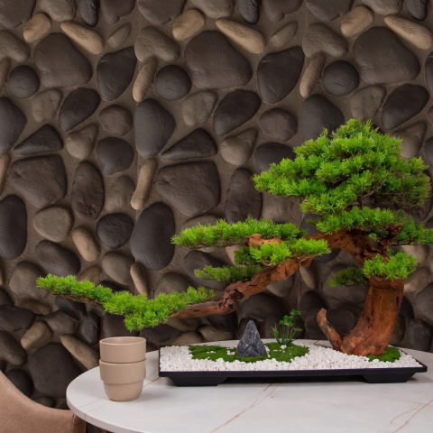 Panouri Decorative 3D din Poliuretan - Panou Decorativ 3D Naimeed D7580 - Efect Piatră Naturală - 1200×600×57mm - Maro ciocolatiu