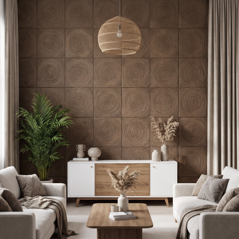 Panouri Decorative 3D din Poliuretan - Panou Decorativ 3D Naimeed D7589 - Imitație Lemn - 1200×600×20mm - Maro