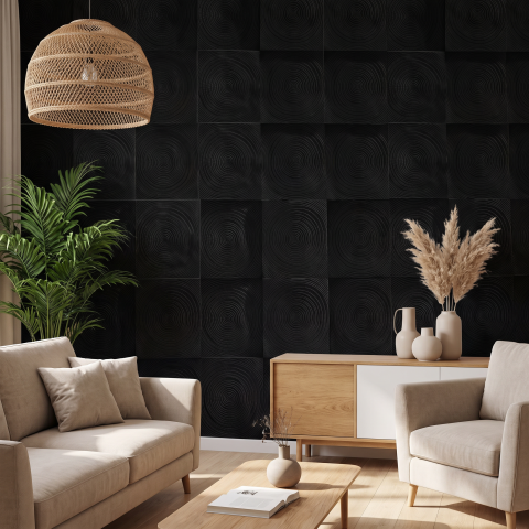 Panouri Decorative 3D din Poliuretan - Panou Decorativ 3D Naimeed D7590 - Imitație Lemn - 1200×600×20mm - Negru