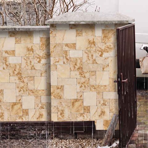 Panouri Decorative 3D din Poliuretan - Panou Decorativ 3D Naimeed D7592 - Efect Piatră Naturală - 1200×600×30mm - Crem nisipiu