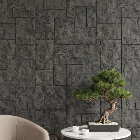 Panouri Decorative 3D din Poliuretan - Panou Decorativ 3D Naimeed D7594 - Efect Piatră Naturală - 1200×600×30mm - Gri antracit