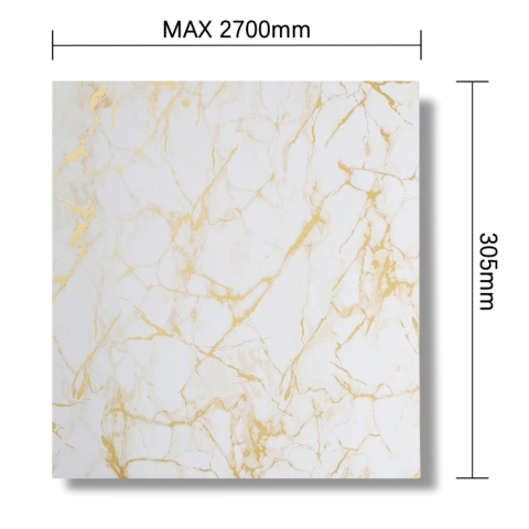 Panou decorativ, lamelar, polimer rigid, D7613, 270x30.5x0.45cm, Alb/Auriu [2]