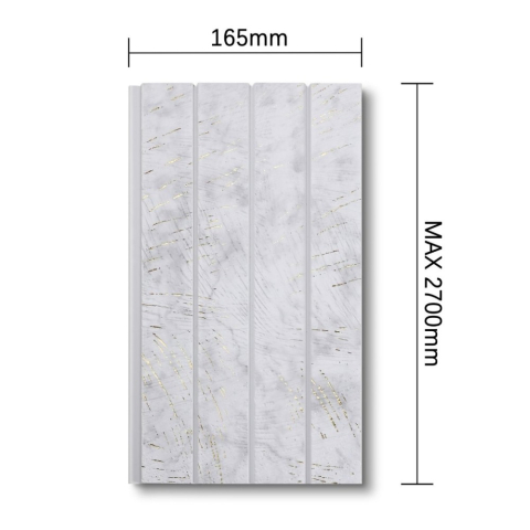 Panou decorativ, lamelar, polimer rigid, D7623, 270x16.5x1.1cm, Alb/Auriu [2]