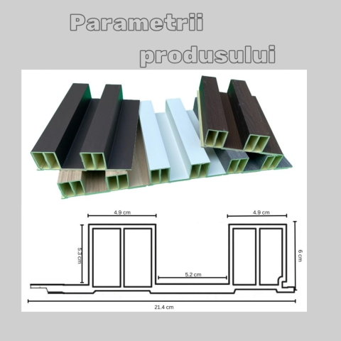 Panou decorativ lamelar WPC, montaj rapid, rezistenta ridicata, D7517, 260x21.4x6cm, alb [3]