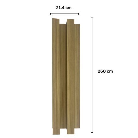 Panou decorativ lamelar WPC, montaj rapid, rezistenta ridicata, D7516, 260x21.4x6cm, stejar natural [1]
