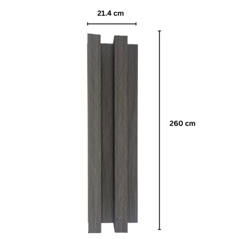 Panou decorativ lamelar WPC, montaj rapid, rezistenta ridicata, D7518, 260x21.4x6cm, gri [1]