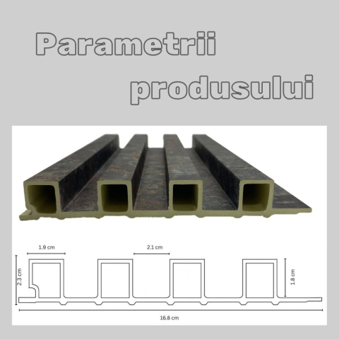 Panou decorativ lamelar WPC, montaj rapid, rezistenta ridicata, D7526, 260x16.8x2.3cm, multicolor [3]