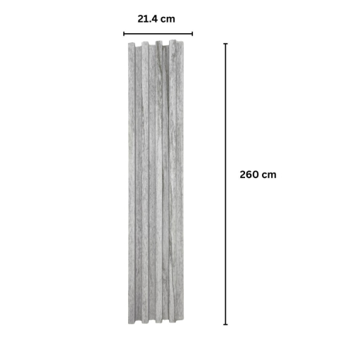 Panou decorativ lamelar WPC, montaj rapid, rezistenta ridicata, D7527, 260x16.8x2.3cm, gri [1]