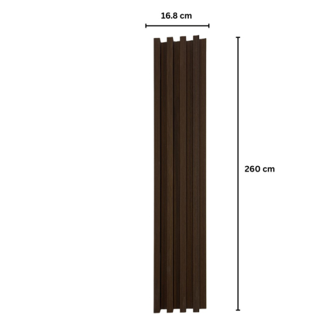 Panou decorativ lamelar WPC, montaj rapid, rezistenta ridicata, D7530, 260x16.8x2.3cm, nuc inchis [1]