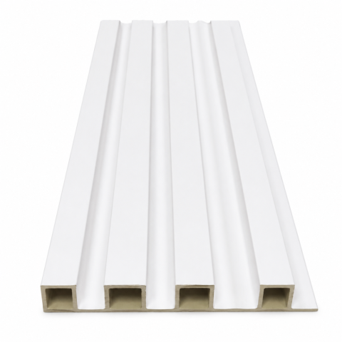 Panou decorativ lamelar WPC, montaj rapid, rezistenta ridicata, D7535, 260x16.8x2.3cm, alb [2]