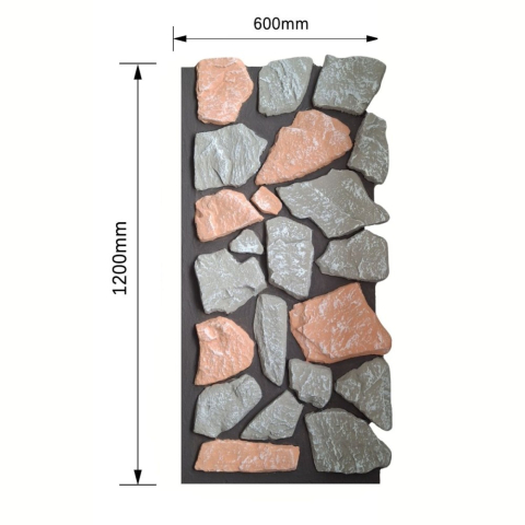 Panou decorativ PU 3D D7571, efect piatra naturala, ultrausor 1.64 kg, 1210x580x40 mm, interior-exterior, Multicolor [1]