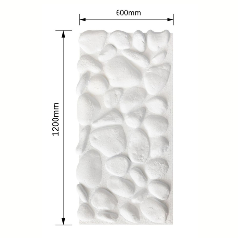 Panou decorativ PU 3D D7576, efect piatra naturala, ultrausor 2.06 kg, 1200x600x57 mm, interior-exterior, Alb [1]