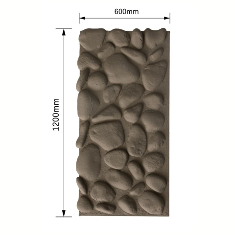 Panou decorativ PU 3D D7577, efect piatra naturala, ultrausor 1.62 kg, 1200x600x57 mm, interior-exterior, Maro deschis [1]
