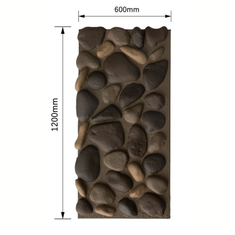 Panou decorativ PU 3D D7580, efect piatra naturala, ultrausor 1.62 kg, 1200x600x57 mm, interior-exterior, Maro ciocolatiu [1]