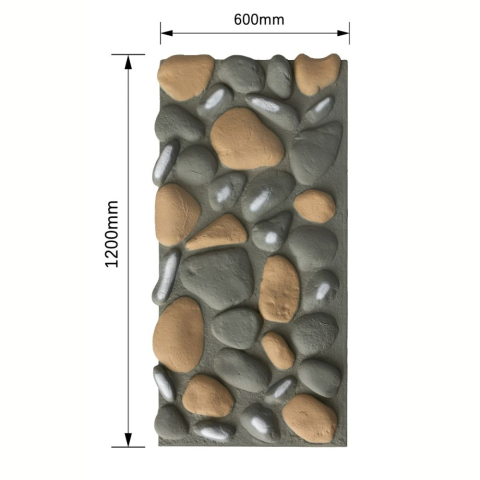 Panou decorativ PU 3D D7581, efect piatra naturala, ultrausor 1.76 kg, 1200x600x57 mm, interior-exterior, Multicolor [1]