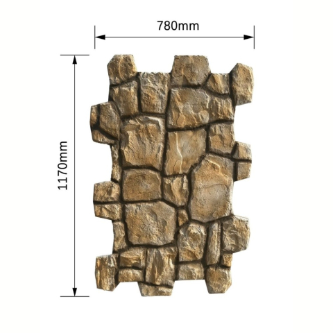 Panou decorativ PU 3D D7583, efect piatra naturala, ultrausor 1.5 kg, 1170x780x30 mm, interior-exterior, Maro natural [1]