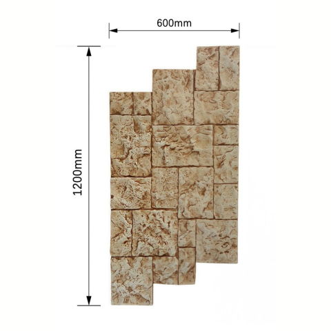 Panou decorativ PU 3D D7592, efect piatra naturala, ultrausor 1.3 kg, 1200x600x30 mm, interior-exterior, Crem nisipiu [1]