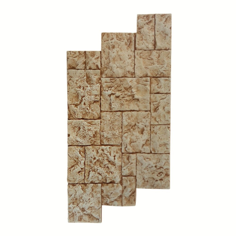 Panouri Decorative Exterior - Panou decorativ PU 3D D7592, efect piatra naturala, ultrausor 1.3 kg, 1200x600x30 mm, interior-exterior, Crem nisipiu