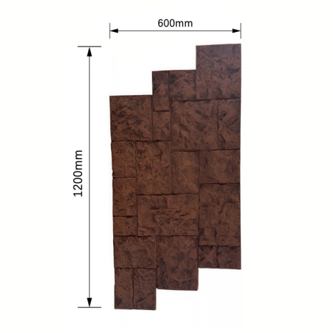 Panou decorativ PU 3D D7593, efect piatra naturala, ultrausor 1.3 kg, 1200x600x30 mm, interior-exterior, Maro ciocolatiu [1]