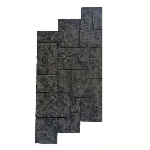 Panouri Decorative Exterior - Panou decorativ PU 3D D7594, efect piatra naturala, ultrausor 1.3 kg, 1200x600x30 mm, interior-exterior, Gri antracit