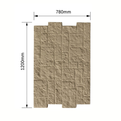 Panou decorativ PU 3D D7596, efect piatra naturala, ultrausor 1.7 kg, 1200x780x30 mm, interior-exterior, Bej nisipiu [1]