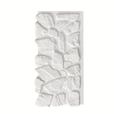 Panouri Decorative Exterior - Panou decorativ PU 3D D7599, efect piatra naturala, ultrausor 1.48 kg, 1200x600x60 mm, interior-exterior, Alb
