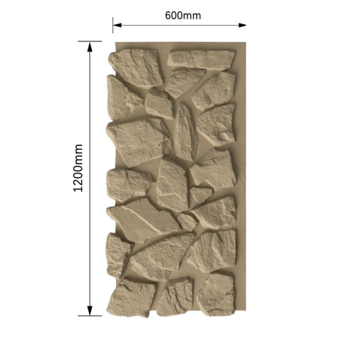 Panou decorativ PU 3D D7600, efect piatra naturala, ultrausor 1.78 kg, 1200x600x60 mm, interior-exterior, Bej [1]