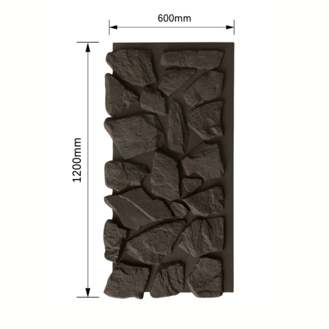 Panou decorativ PU 3D D7601, efect piatra naturala, ultrausor 1.78 kg, 1200x600x60 mm, interior-exterior, Negru [1]
