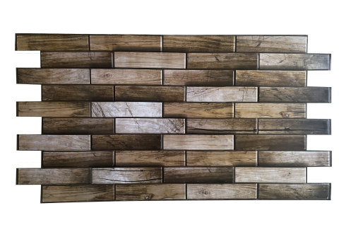 Panou decorativ PVC 3D pentru perete, 980 x 480 x 3 mm, decor Lemn rustic [1]