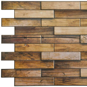Panou decorativ PVC 3D pentru perete, 980 x 480 x 3 mm, decor Lemn rustic [4]