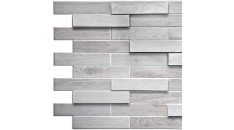 Panou decorativ PVC 3D pentru perete, 980 x 480 x 3 mm, decor Stejar alb [4]