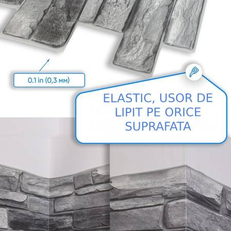 Panou decorativ PVC 3D pentru perete, 980 x 480 x 3 mm, decor Stejar alb [7]