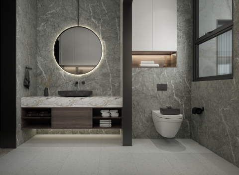 Panou decorativ SPC pentru perete, 2800 x 600 x 3,7 mm, Marmură gri [1]
