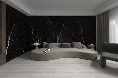 Panouri Decorative - Panou decorativ SPC pentru perete, 2800 x 600 x 3,7 mm, Marmură neagră