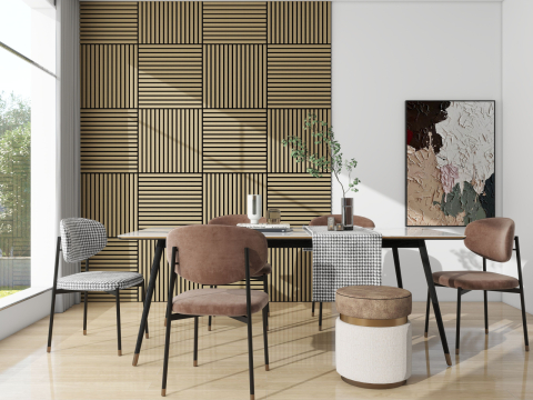 Riflaje Decorative - Panou riflaj decorativ MDF decor Pin, 600×600×21 mm