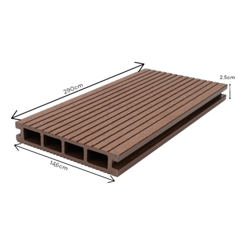 Pardoseala WPC Terasa D6463, antiderapanta, rezistenta UV si inghet, clasa trafic 23, 2900x146x25 mm, Maro inchis [11]
