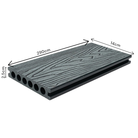 Pardoseala WPC Terasa D6484, antiderapanta, rezistenta UV si inghet, clasa trafic 23, 2900x140x25 mm, Gri [14]