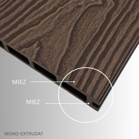 Pardoseala WPC Terasa D7484, antiderapanta, rezistenta UV si inghet, clasa trafic 23, 2800x140x25 mm, Nuc natural [2]